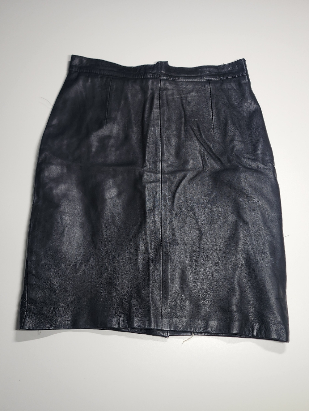 Black Leather Pencil Skirt Womens Size 9 High Waist Classic Workwear